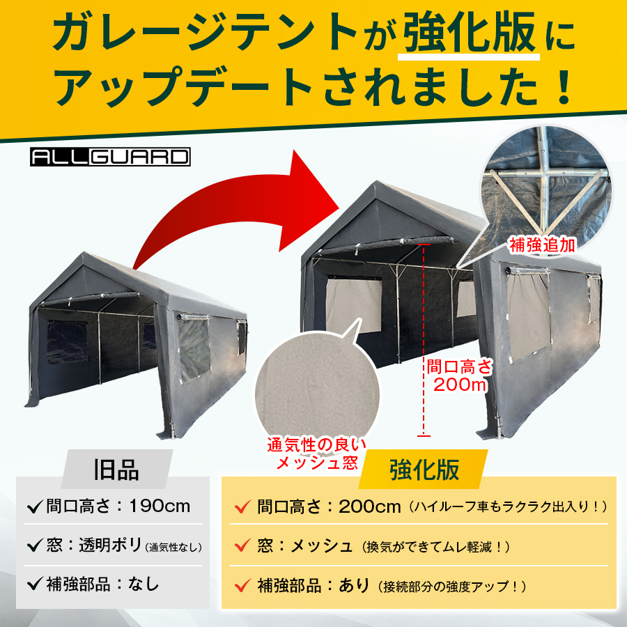 ガレージテントが強化版に アップデートされました!